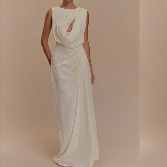 Meshki Dresses & Skirts - Meshki Cream Draped Gown